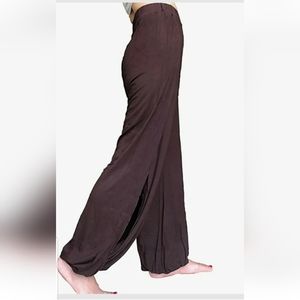 NWT Hoerev Women Plus Soft Slit Brown Yoga Pilates Pants